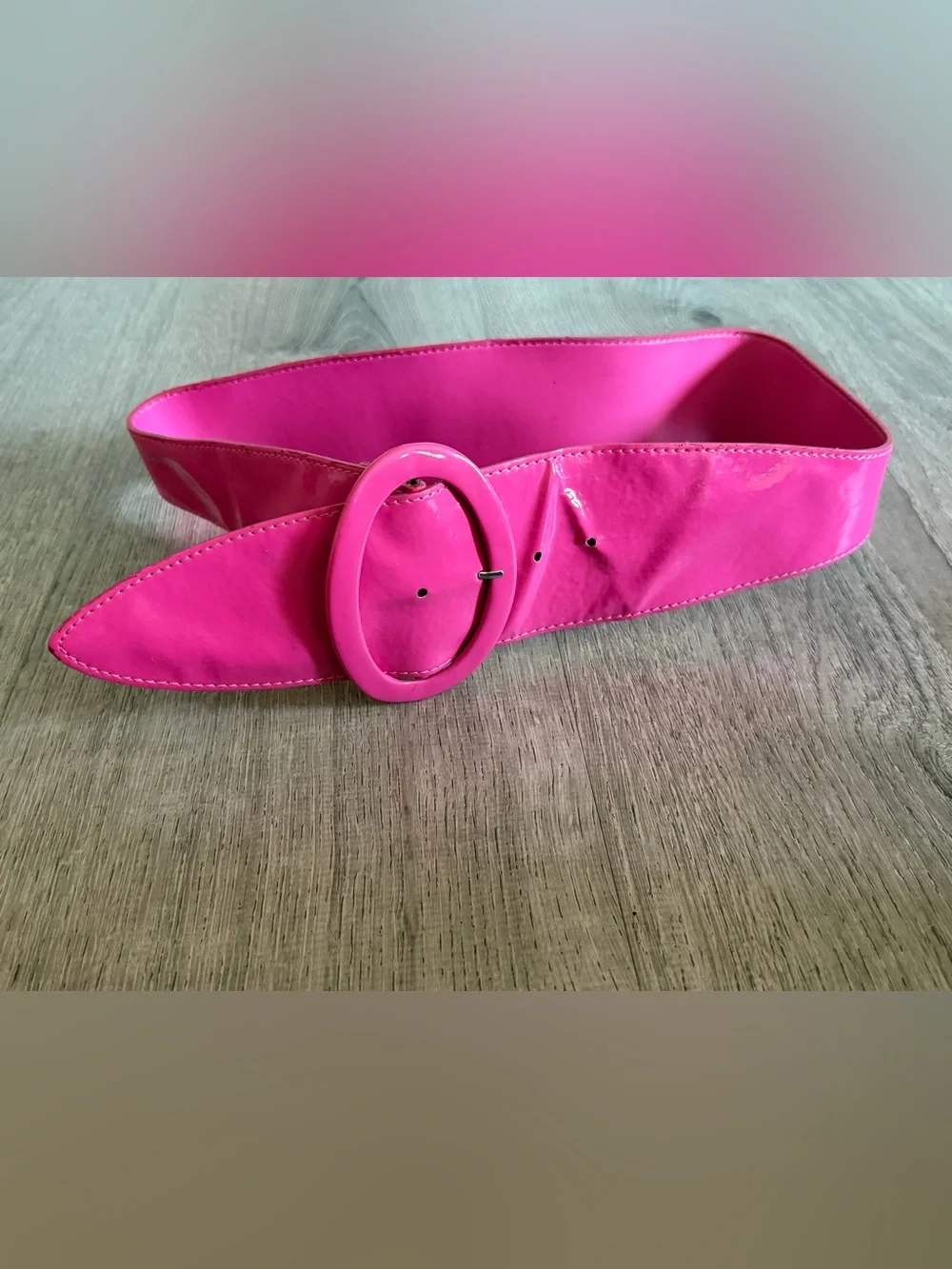 Aldo Hot Pink Patent Wide Belt with Oval Buckle